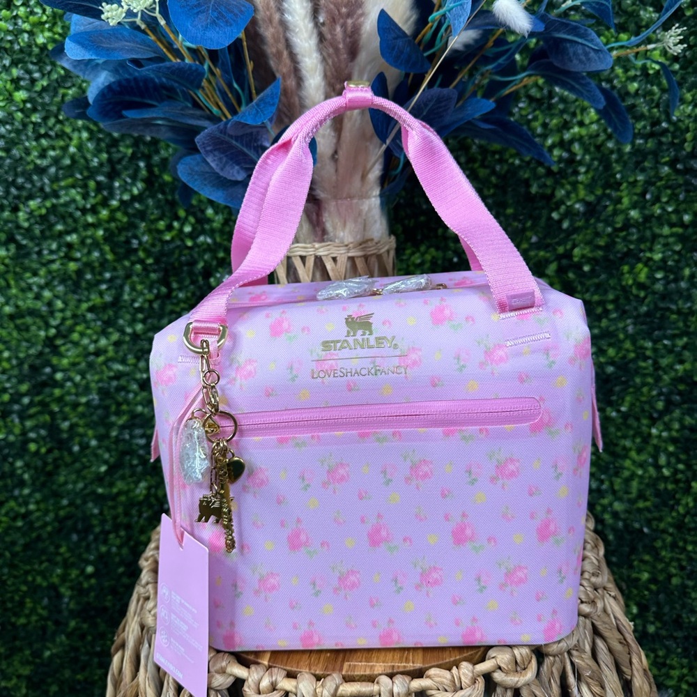 Nwt‎ Stanley X Love Shack Fancy Ibiza Sunset Juliene Mini Cooler Pink No STRAP! - Picture 6 of 16